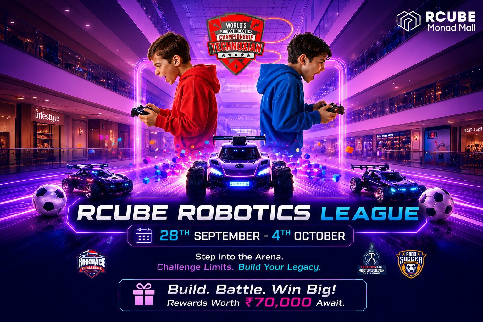 Technoxian Robotics League event at RCube Monad Mall Noida